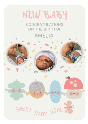 Moonpig Little Acorns Photo Upload Congratulations New Baby Girl Card
