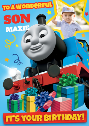Thomas & Friends Thomas And Friends To A Wonderful Son Birthday Photo Upload Card