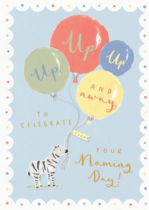Moonpig Cute Zebra And Balloons Naming Day Card
