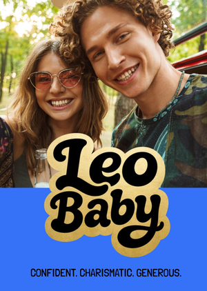 Moonpig Leo Baby Gold Typographic Photo Upload Zodiac Card
