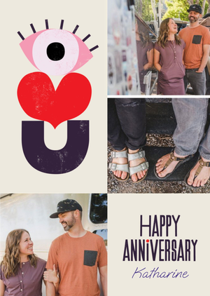 Moonpig Kate Smith Co. Eye Heart U Anniversary Card