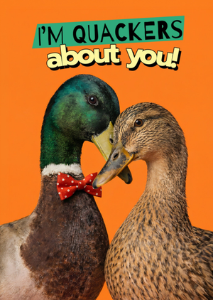 Moonpig Funny Duck Couple I'm Quackers About You Card