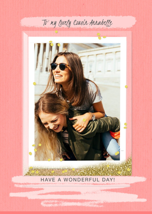 Moonpig Pink Glitter Frame Photo Upload Card