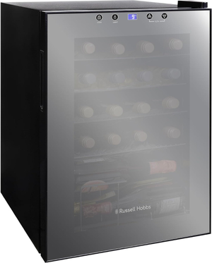Russell Hobbs RH20WC201MR Freestanding Wine Cooler 62L Mirror Door Fridge Black