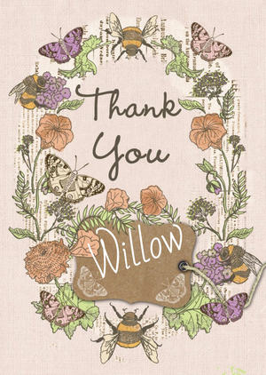 Moonpig Garden Flowers And Butterflies Personalised Thank You Card