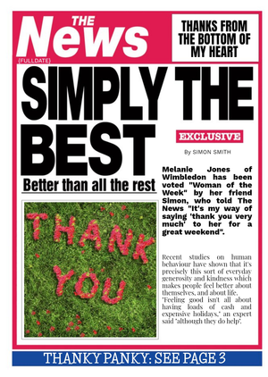 Moonpig Designers Simply The Best Newspaper Headline Personalised Thank You Card
