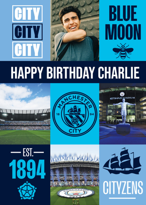 Moonpig Manchester City Photo Upload Birthday Card