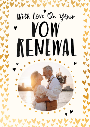 Pigment Gold Heart Pattern Photo Upload Vow Renewal Card