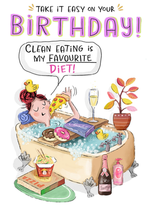 Moonpig Funny Illustrated Take It Easy On Your Birthday Card