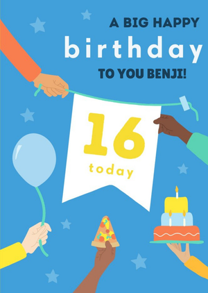Moonpig Illustrated Big Happy Birthday 16 Today Card