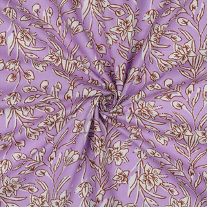 Tissu coton indien block print Kirine - Lilas