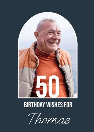 Moonpig 50th Birthday Wishes Bold Arch Frame Photo Upload Card