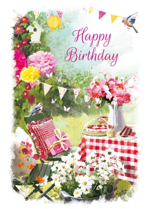Ling Design Garden Picnic Happy Birthday Card