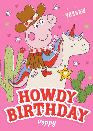 Peppa Pig Howdy Cowgirl Birthday Card