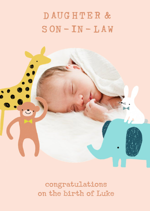 Moonpig Cute Illustrative Daughter & Son-In-Law New Baby Card