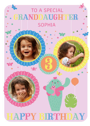 Moonpig Hola Happy Illustrated To A Special Granddaughter Photo Upload Birthday Card