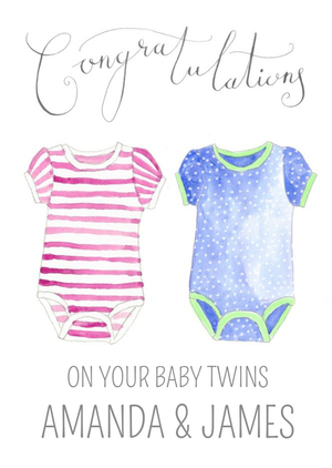 Moonpig New Born Twins Congratulations Card