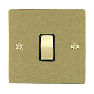 Hamilton Litestat 82DPSB-B Sheer Flat Plate Satin Brass Double Pole Switch With Black Insert 20A