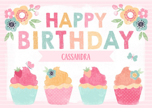 Moonpig Colourful Cupcakes Happy Birthday Personalised Name Card