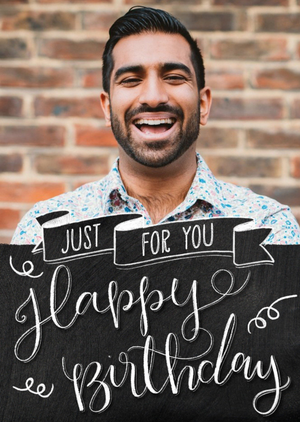 Moonpig Chalkboard Just For You Happy Birthday Photo Upload Card