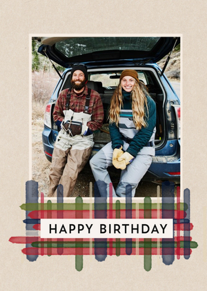 Moonpig Tartan Themed Photo Upload Happy Birthday Card