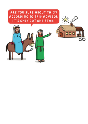 Moonpig Nativity One Star Rating Funny Illustrated Christmas Card