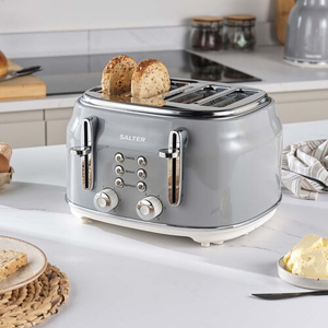 SALTER RETRO GREY CURVED BODY 4 Slice Toaster
