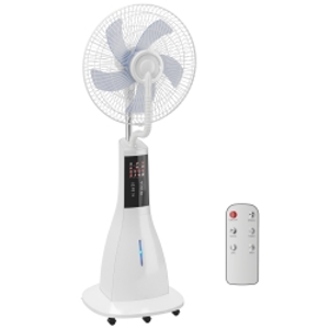 HOMCOM Ventilador Nebulizador 90W Oscilación de 75° 3 Velocidades 5 Aspas Depósito de Agua de 3L 5 Ruedas Control Remoto