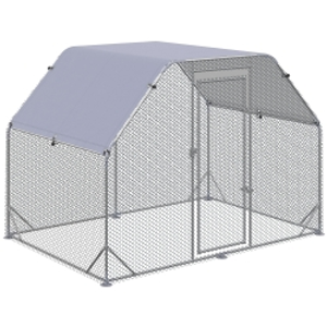 PawHut Gallinero para Exterior 2,8x1,9x1,95 m Jaula de Gallinas de 1 Habitación Cubierta de Tela Oxford Anti-UV Plata