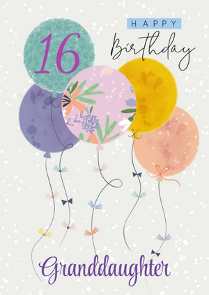Moonpig Laura Darrington Modern Balloons Birthday 16th Granddaughter Card