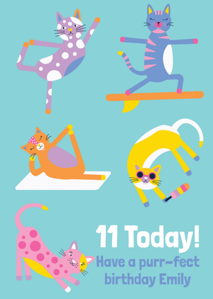 Moonpig Lemon Ribbon Have A Purr-Fect Birthday Illustrated Cats Birthday Card