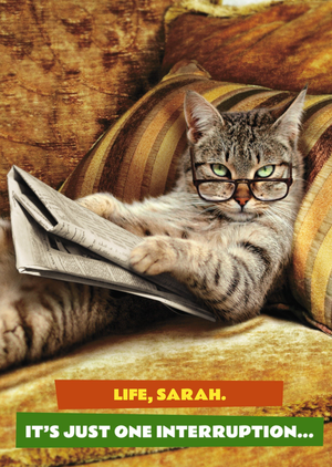 Moonpig Avanti It's Just One Interruption Funny Cat Birthday Card