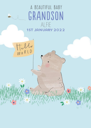 Moonpig Cute Illustrative Beautiful Baby Grandson New Baby Card