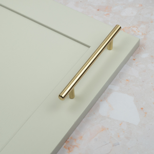 Satin Brass Slimline T-Bar Cabinet Handles in 4 Sizes - 128mm Handle