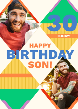Moonpig Stand Out Happy Birthday Son 30 Today Multicoloured Photo Upload Birthday Card