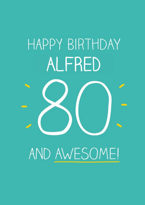 Happy Jackson Green And Yellow Awesome Happy 80th Birthday Card