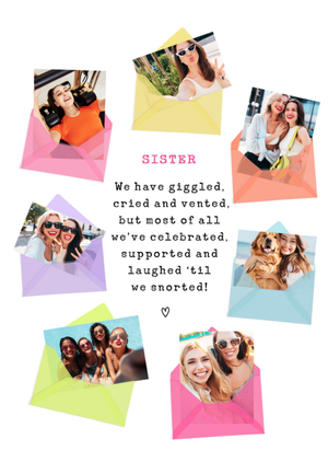 Moonpig Envelope Illustrated Photo Upload Sister Birthday Card