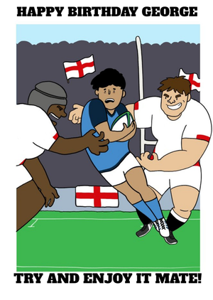 Other Funny English England Rugby Team Birthday Card Try And Enjoy It Mate