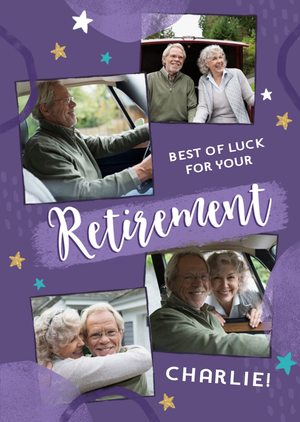 Moonpig Retirement Photo Upload Purple Card