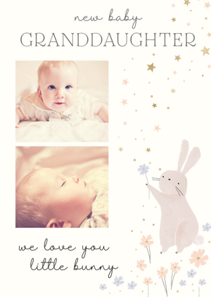 Moonpig Little Bunny Granddaughter Photo Upload New Baby Card