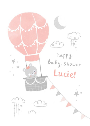 Moonpig Cute Bear In Hot Air Balloon Baby Shower Card