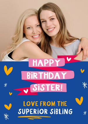 Moonpig Funny Quote Illustrated Sister Photo Upload Birthday Card