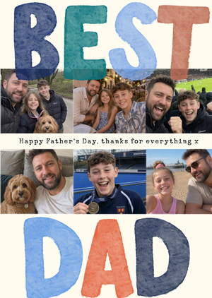 Moonpig Watercolour Lettering Collage Photo Upload Father's Day Card