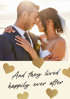 Moonpig They Lived Happily Ever After Gold Hearts Photo Upload Wedding Card