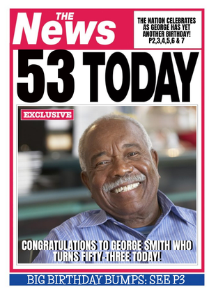 Moonpig Designers Newspaper 53 Today Personalised Photo Upload Happy Birthday Card