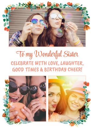 Moonpig Designers To My Wonderful Sister Photo Upload Birthday Card
