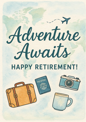 Moonpig Adventure Awaits Watercolour Map Travel Retirement Card