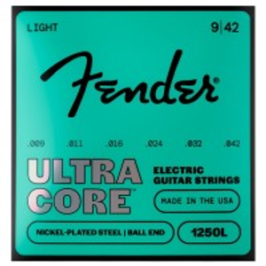 Fender 1250 Ultracore Guitar Strings, Nickel Plated Steel, Ball End, 1250L Gauges .009-.042, (6)