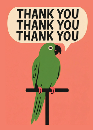 Moonpig Parrot Illustrated Thank You Card