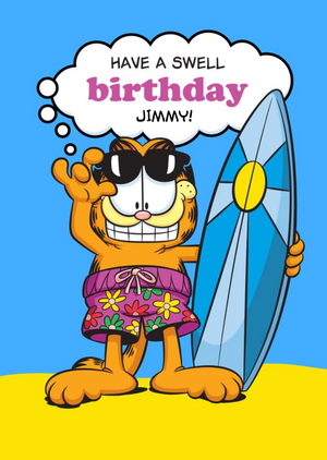 Nickelodeon Garfield Surfer Swell Birthday Card
